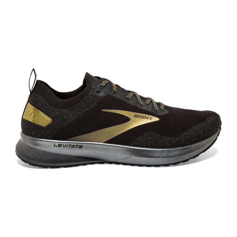 Brooks Levitate 4 Road Running Shoes - Men's - Black/Gold (06421-DJPZ)